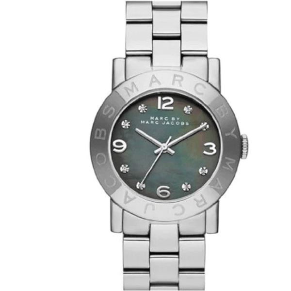  Shop Authentic Marc Jacobs Amy Analog Mother of Pearl Grey Dial Silver Steel Strap Watch for Women - MBM8608 - Luxxuri