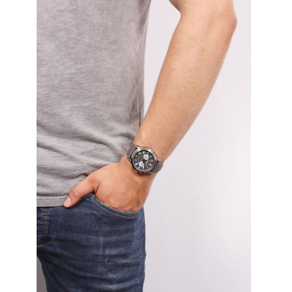  Shop Authentic Fossil Grant Chronograph Gunmetal Grey Dial Grey Leather Strap Watch for Men - FS5183 - Luxxuri