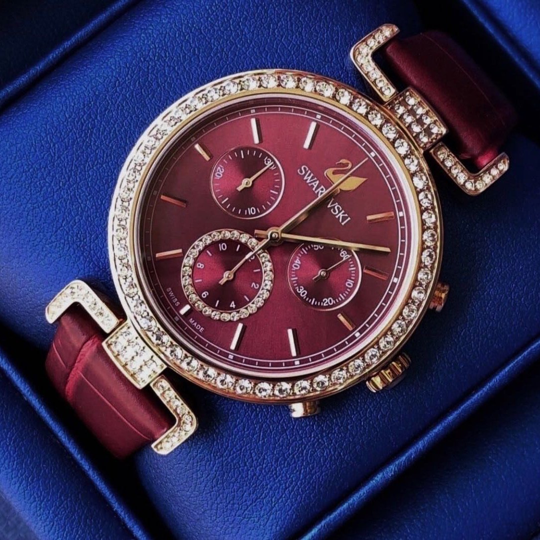  Shop Authentic Swarovski Era Journey Red Dial Red Leather Strap Watch for Women - 5416701 - Luxxuri