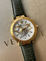  Shop Authentic Versace Aion Chronograph White Dial Green Leather Strap Watch for Men - VBR020017 - Luxxuri