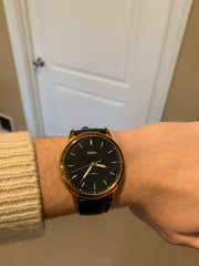  Shop Authentic Fossil The Minimalist Black Dial Black Leather Strap Watch for Men - FS5376 - Luxxuri