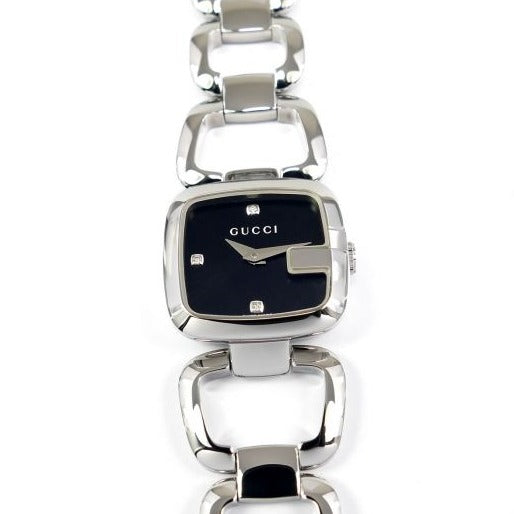  Shop Authentic Gucci G Diamonds Black Dial Silver Steel Strap Watch For Women - YA125509 - Luxxuri