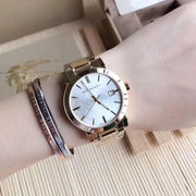  Shop Authentic Burberry The City Silver Dial Gold Steel Strap Unisex Watch - BU9003 - Luxxuri