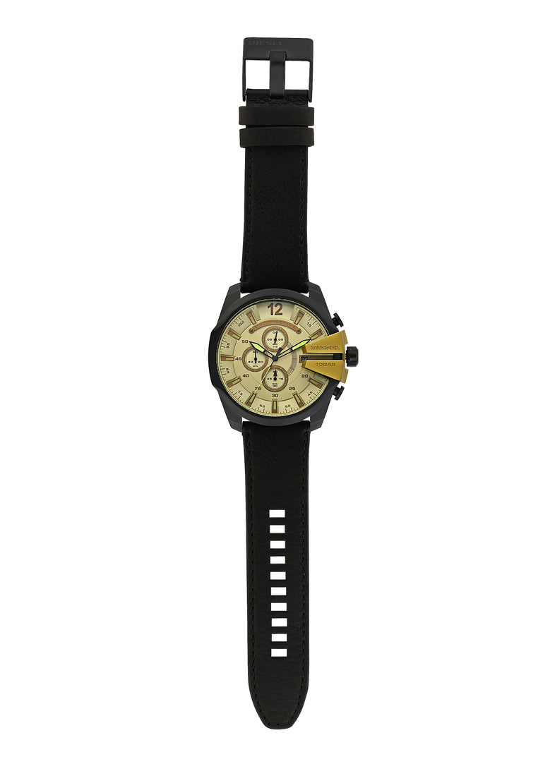  Shop Authentic Diesel Mega Chief Chronograph Gold Dial Black Steel Strap Watch For Men - DZ4485 - Luxxuri