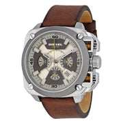  Shop Authentic Diesel BAMF Chronograph Beige Dial Brown Leather Strap Watch For Men - DZ7343 - Luxxuri