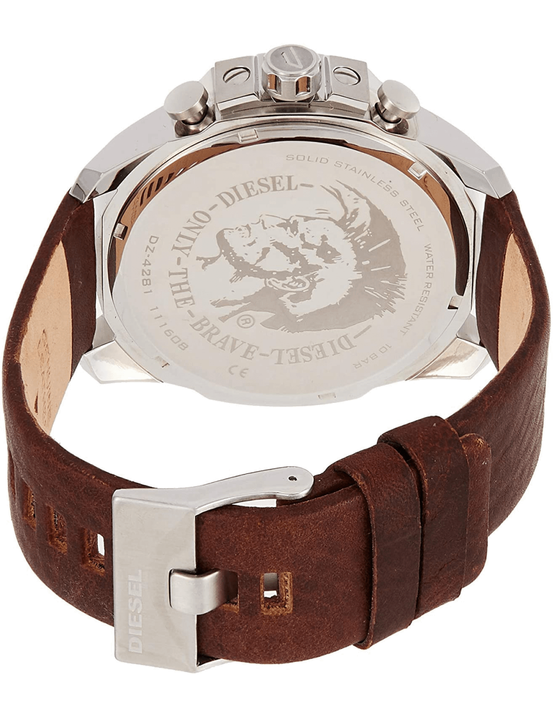  Shop Authentic Diesel Mega Chief Light Blue Dial Brown Leather Strap Watch For Men - DZ4281 - Luxxuri