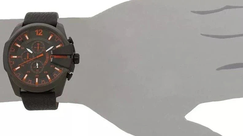  Shop Authentic Diesel Mega Chief Chronograph Black Dial Black Leather Strap Watch For Men - DZ4291 - Luxxuri