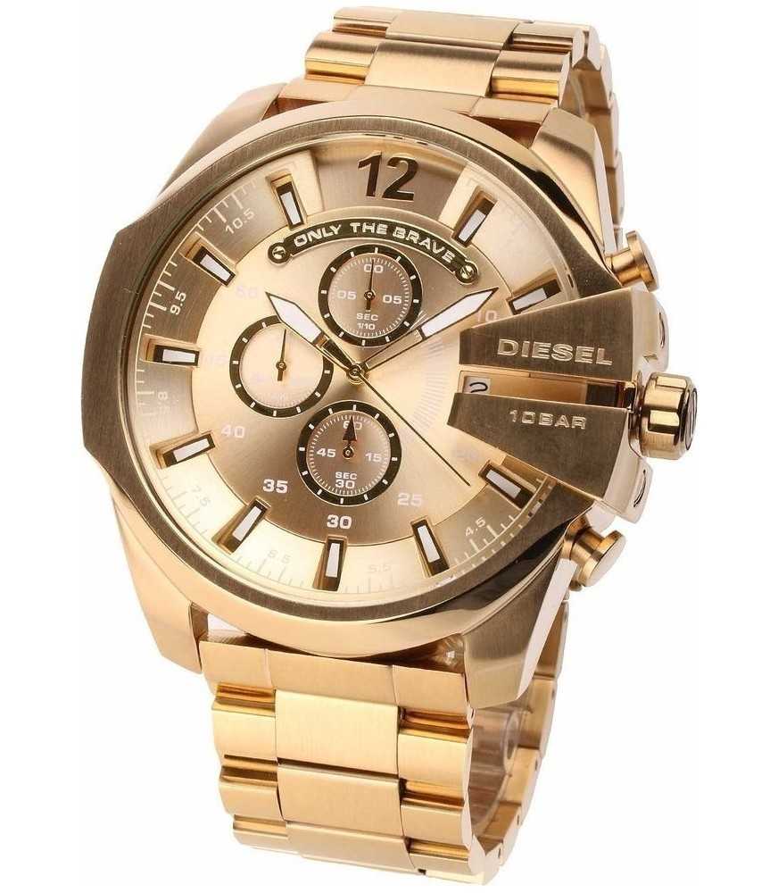  Shop Authentic Diesel Mega Chief Gold Dial Gold Steel Strap Watch For Men - DZ4360 - Luxxuri