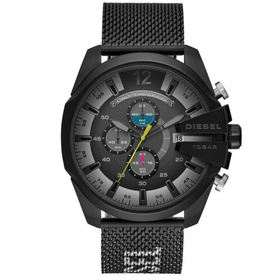 Shop Authentic Diesel Mega Chief Chronograph Black Dial Black Mesh Bracelet Watch For Men - DZ4514 - Luxxuri