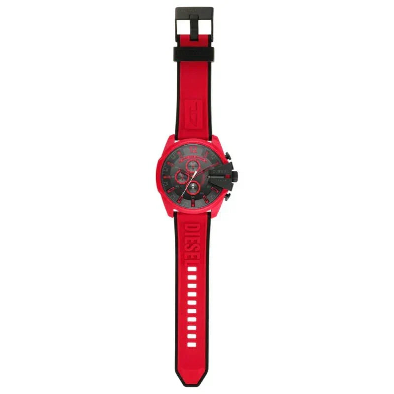  Shop Authentic Diesel Mega Chief Chronograph Black Dial Red Rubber Strap Watch For Men - DZ4526 - Luxxuri