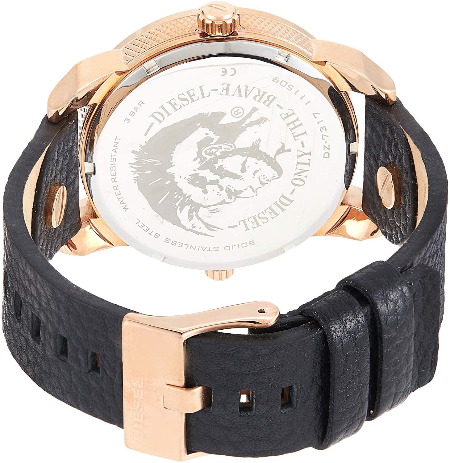  Shop Authentic Diesel Mini Daddy Dual Time Black & Gold Dial Black Leather Strap Watch For Men - DZ7317 - Luxxuri
