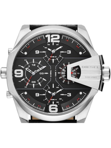  Shop Authentic Diesel Uber Chief Oversized 4 Time Black Dial Leather Strap Watch For Men - DZ7376 - Luxxuri
