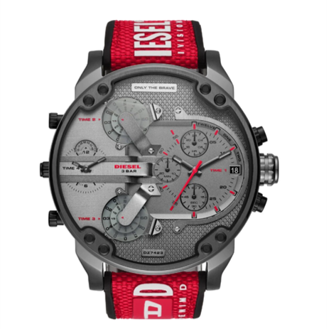  Shop Authentic Diesel Mr Daddy 2.0 Chronograph Grey Dial Red Rubber Strap Watch For Men - DZ7423 - Luxxuri