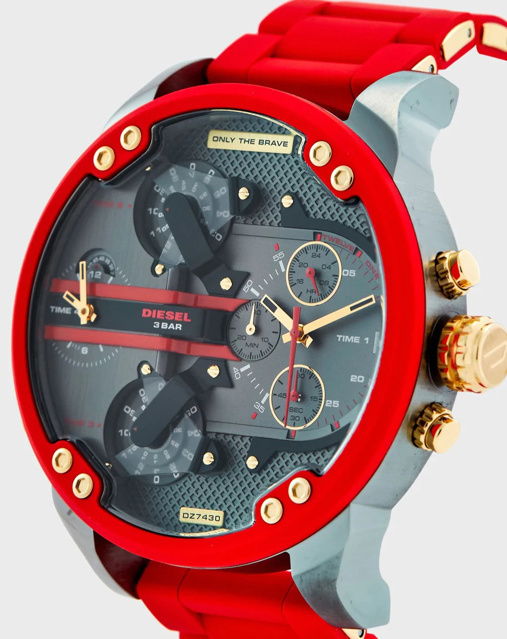  Shop Authentic Diesel Mr Daddy 2.0 Chronograph Grey Dial Red Rubber Strap Watch For Men - DZ7430 - Luxxuri