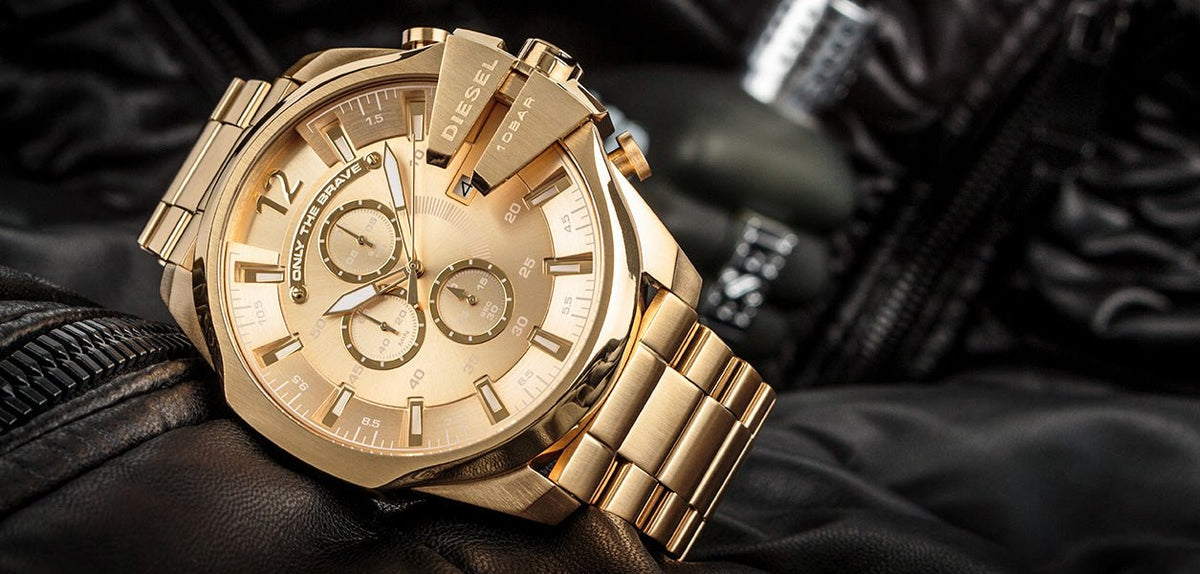  Shop Authentic Diesel Mega Chief Gold Dial Gold Steel Strap Watch For Men - DZ4360 - Luxxuri