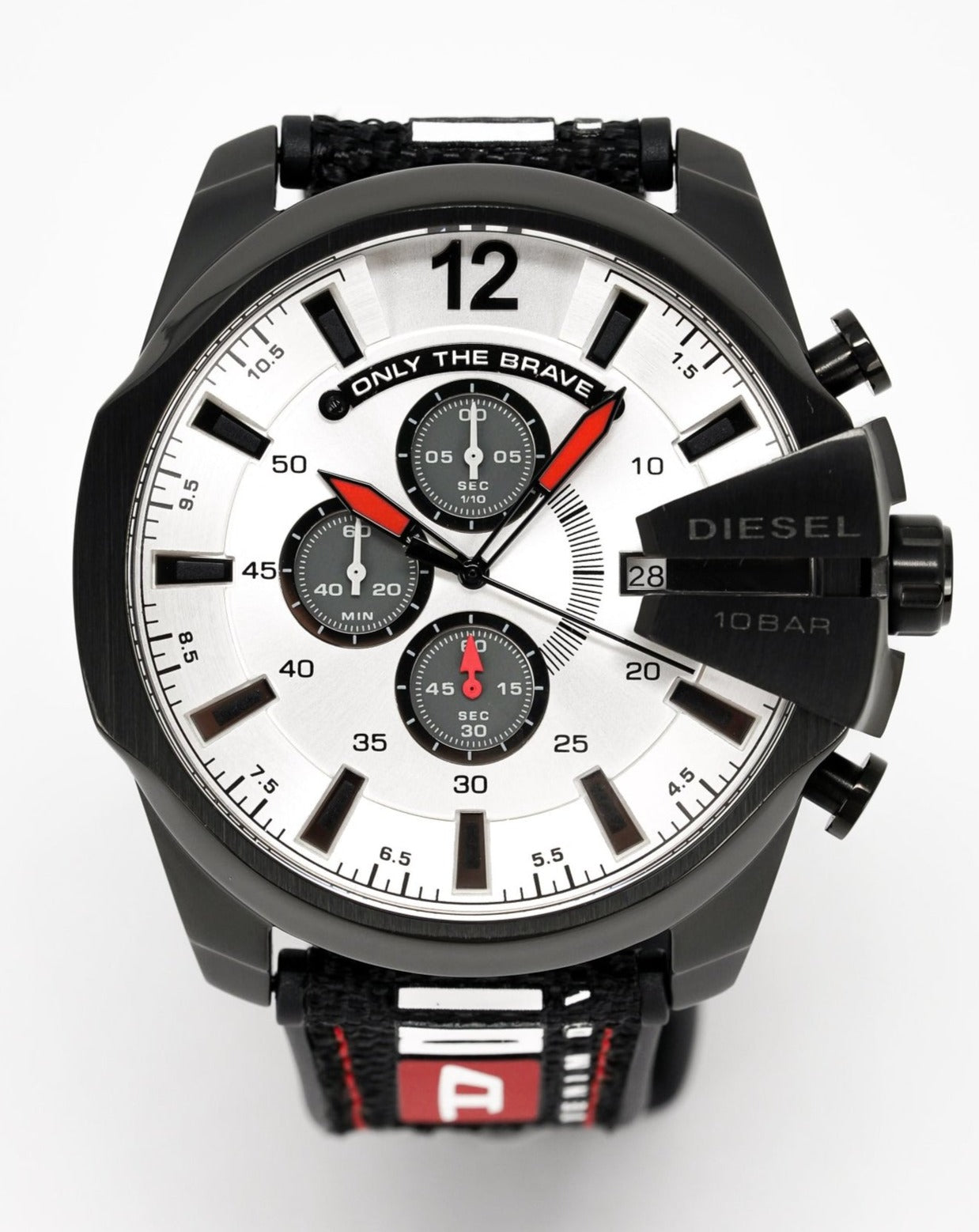  Shop Authentic Diesel Mega Chief Chronograph Silver Dial Black Leather Strap Watch For Men - DZ4512 - Luxxuri