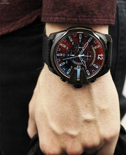  Shop Authentic Diesel Mega Chief Black Dial Black Leather Strap Watch For Men - DZ4323 - Luxxuri