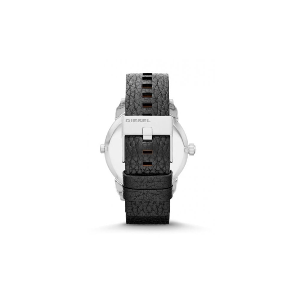  Shop Authentic Diesel Mini Daddy Black Silver Dial Black Leather Strap Watch For Men - DZ7307 - Luxxuri