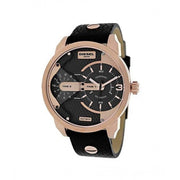  Shop Authentic Diesel Mini Daddy Dual Time Black & Gold Dial Black Leather Strap Watch For Men - DZ7317 - Luxxuri