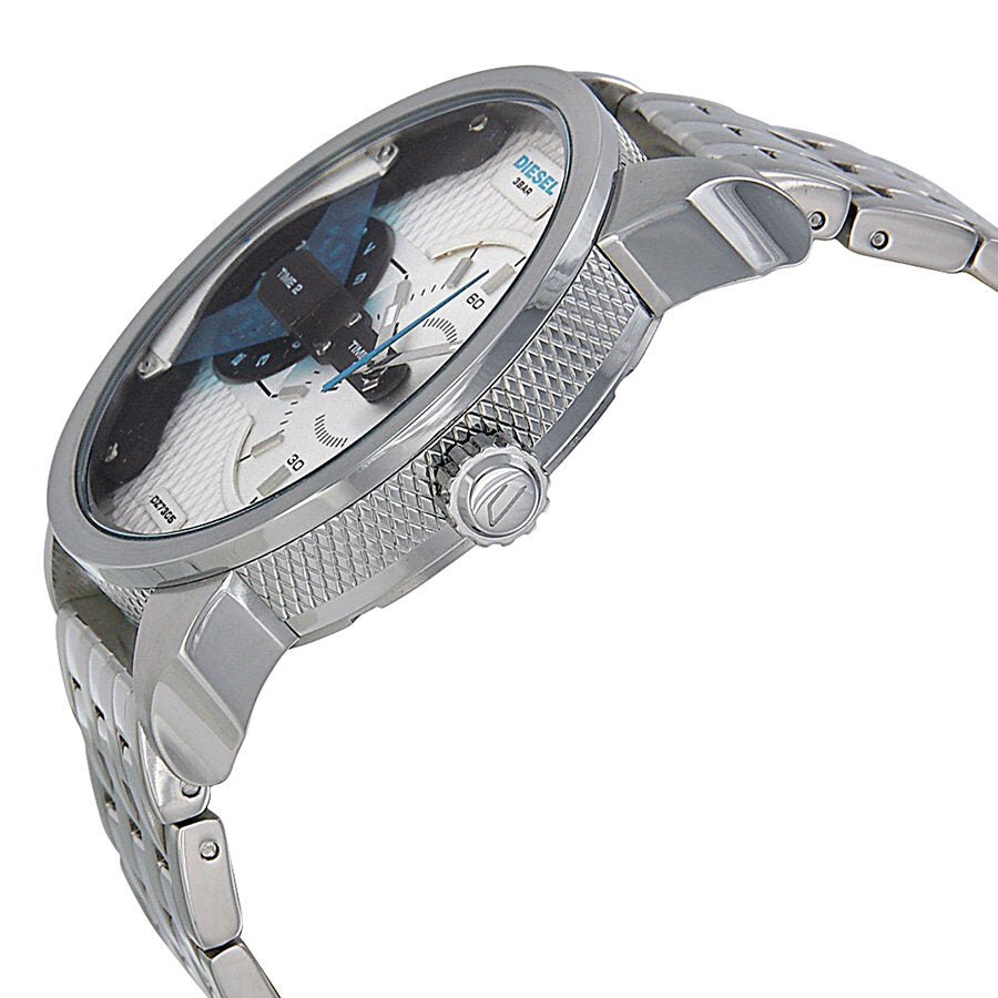  Shop Authentic Diesel Mini Daddy Dual Time Silver Dial Stainless Steel Watch For Men - DZ7305 - Luxxuri