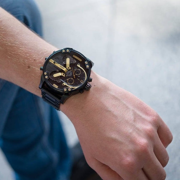  Shop Authentic Diesel Mr. Daddy 2.0 Black Dial Black Steel Strap Watch For Men - DZ7435 - Luxxuri