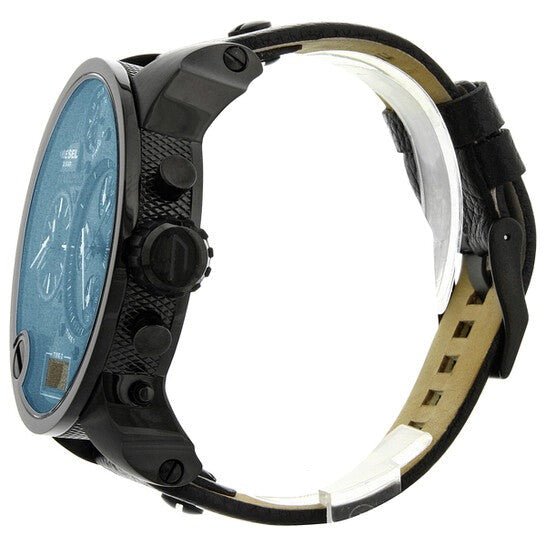  Shop Authentic Diesel Big Daddy Blue Dial Black Leather Strap Watch For Men - DZ7127 - Luxxuri