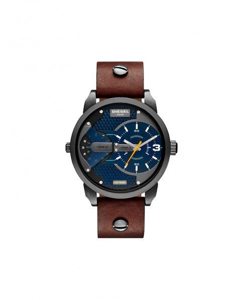  Shop Authentic Diesel Mini Daddy Analog Blue Dial Brown Leather Strap Watch For Men - DZ7339 - Luxxuri