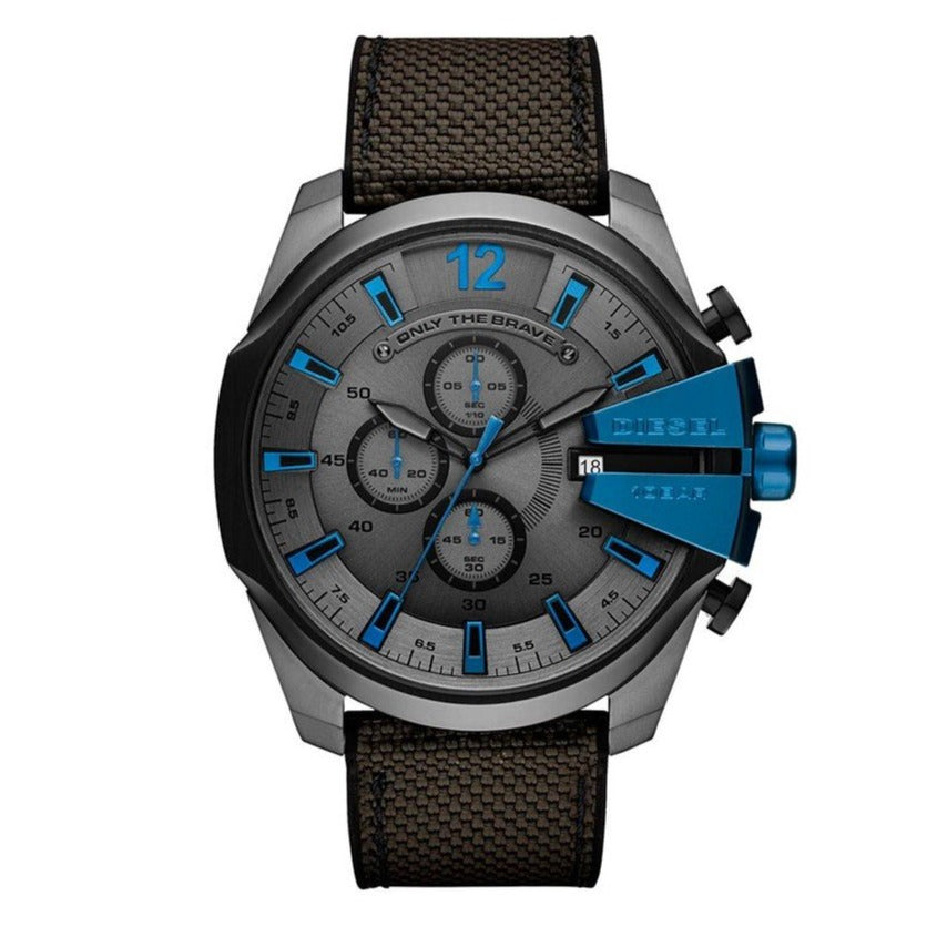  Shop Authentic Diesel Mega Chief Chronograph Black Dial Black Leather Strap Watch For Men - DZ4500 - Luxxuri