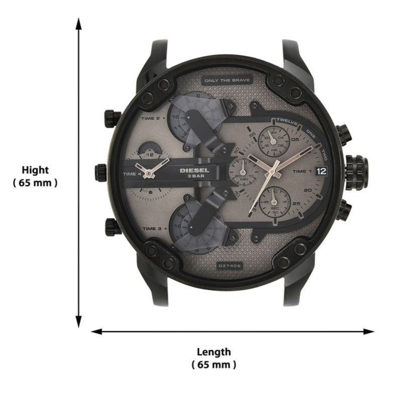  Shop Authentic Diesel Mr. Daddy 2.0 Chronograph Grey Dial Brown Leather Strap Watch For Men - DZ7406 - Luxxuri