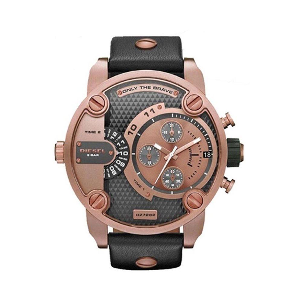  Shop Authentic Diesel Little Daddy Black & Gold Dial Black Leather StrapWatch For Men - DZ7282 - Luxxuri