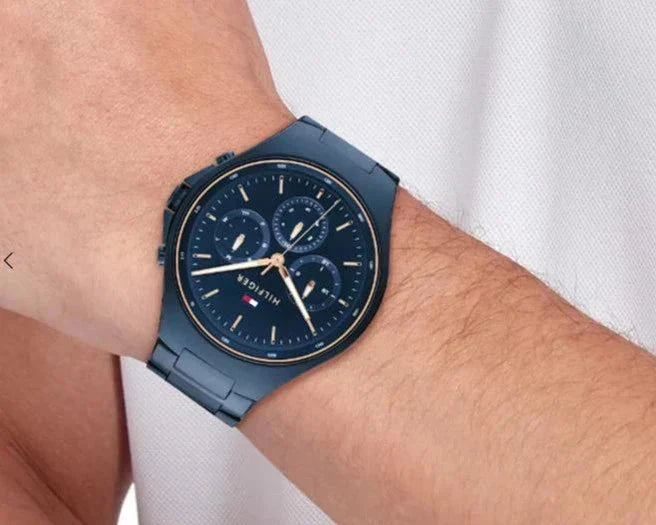  Shop Authentic Tommy Hilfiger Justin Chronograph Blue Dial Blue Steel Strap Watch For Men - 1792058 - Luxxuri