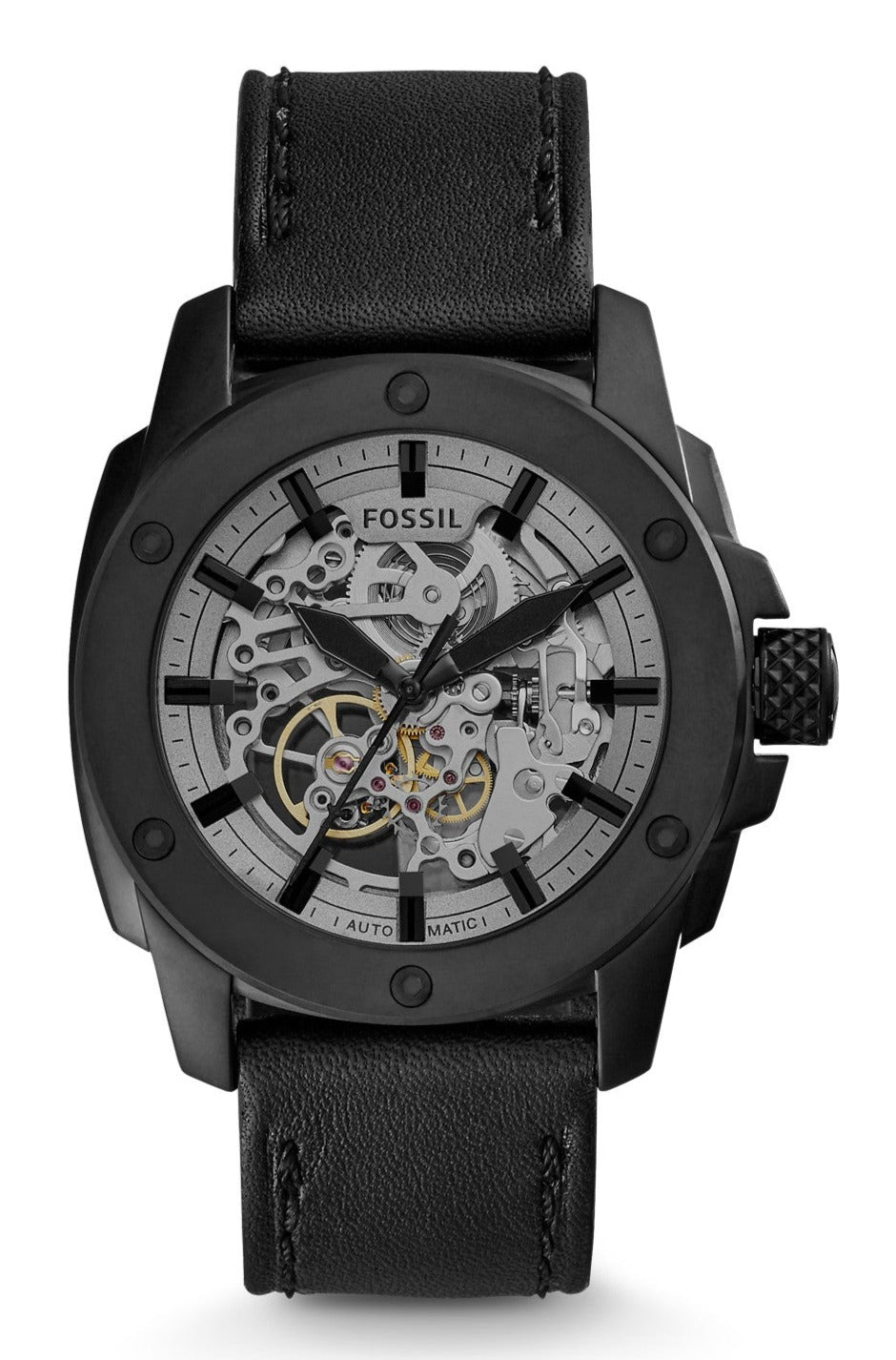  Shop Authentic Fossil Modern Machine Automatic Skeleton Grey Dial Black Steel Strap Watch for Men - ME3134 - Luxxuri