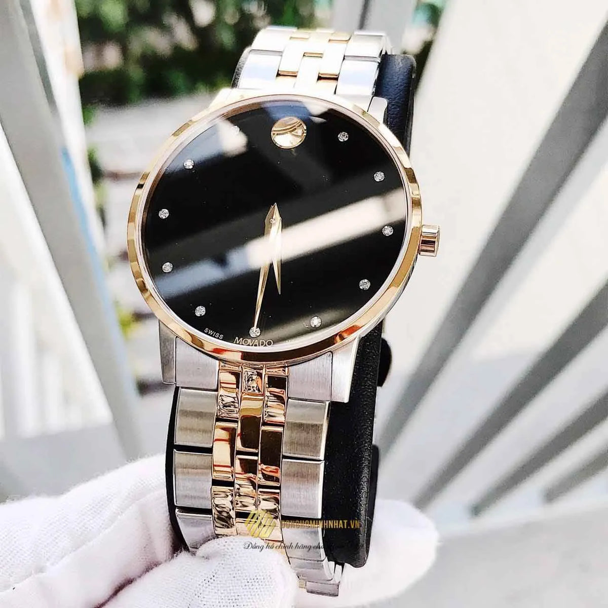  Shop Authentic Movado Museum Classic Diamonds Black Dial Two Tone Steel Strap Watch for Men - 0607202 - Luxxuri