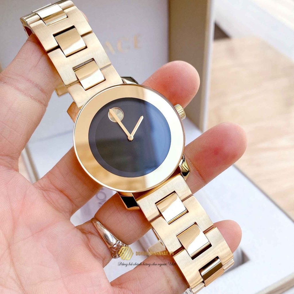  Shop Authentic Movado Bold Black Dial Gold Steel Strap Unisex Watch - 3600397 - Luxxuri