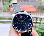  Shop Authentic Tissot Tradition Chronograph Black Dial Black Leather Strap Watch For Men - T0636171605700 - Luxxuri