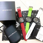  Shop Authentic Emporio Armani Sportivo Chronograph Black Dial White Rubber Strap Watch For Men - AR6112 - Luxxuri