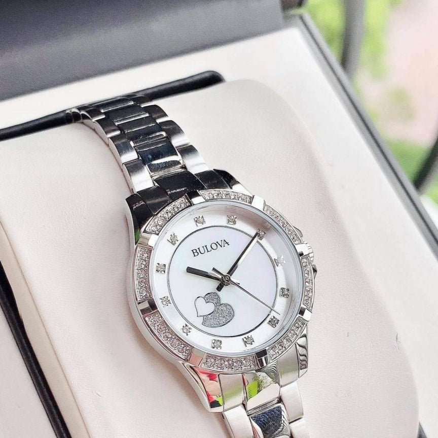  Shop Authentic Bulova Crystal Silver Dial Silver Steel Strap Watch for Women - 96L226 - Luxxuri