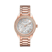  Shop Authentic Bulova Crystal Silver Dial Rose Gold Steel Strap Watch for Women - 97N101 - Luxxuri