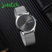  Shop Authentic Calvin Klein Minimal Grey Dial Silver Mesh Bracelet Watch for Women - K3M221Y3 - Luxxuri