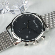  Shop Authentic Calvin Klein City Chronograph Black Dial Silver Mesh Bracelet Watch for Men - K2G27121 - Luxxuri