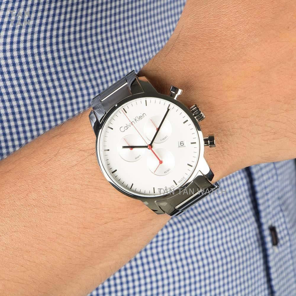  Shop Authentic Calvin Klein City Chronograph White Dial Silver Steel Strap Watch for Men - K2G271Z6 - Luxxuri