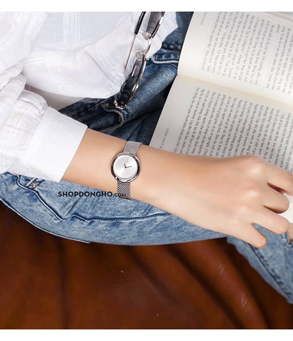  Shop Authentic Calvin Klein Firm White Dial Silver Mesh Bracelet Watch for Women - K3N23126 - Luxxuri