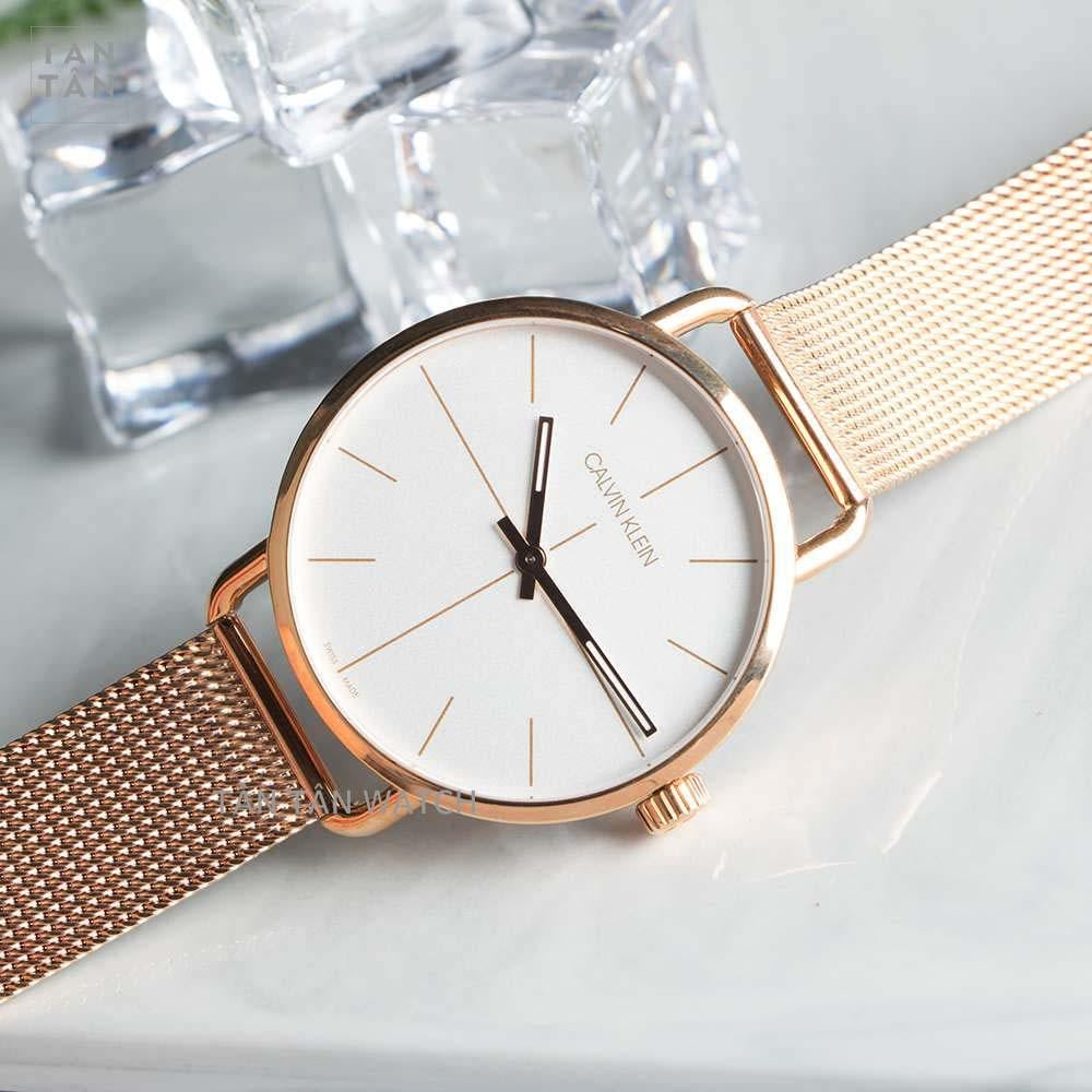  Shop Authentic Calvin Klein Even White Dial Rose Gold Mesh Bracelet Watch for Women - K7B21626 - Luxxuri
