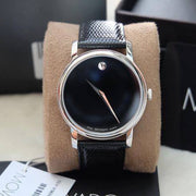  Shop Authentic Movado Museum Black Dial Black Leather Strap Watch For Men - 2100002 - Luxxuri