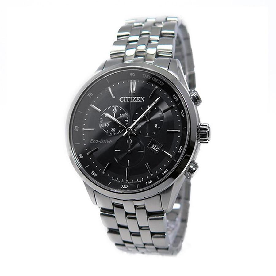  Shop Authentic Citizen Eco Drive Chronograph Black Dial Silver Steel Strap Watch For Men - AT2140-55E - Luxxuri