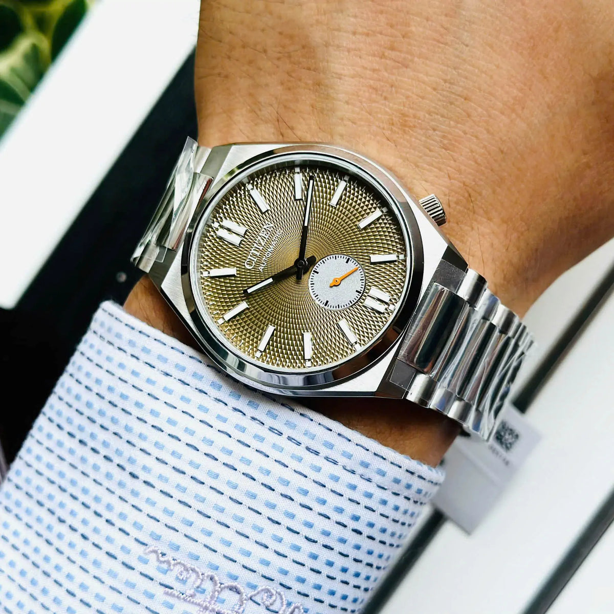  Shop Authentic Citizen Tsuyosa Automatic Titanium Yellow Dial Silver Steel Strap Watch For Men - NK5010-51X - Luxxuri
