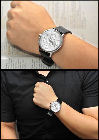  Shop Authentic Calvin Klein Post Minimal White Dial Black Leather Strap Watch for Men - K7627120 - Luxxuri