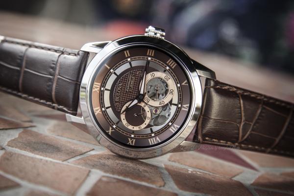  Shop Authentic Bulova Classic Skeleton Automatic Brown Dial Brown Leather Strap Watch for Men - 96A120 - Luxxuri