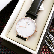  Shop Authentic Daniel Wellington Classic Sheffield White Dial Black Leather Strap Watch For Women - DW00100076 - Luxxuri