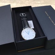 Shop Authentic Daniel Wellington Dapper Sheffield White Dial Black Leather Strap Watch For Men - DW00100088 - Luxxuri